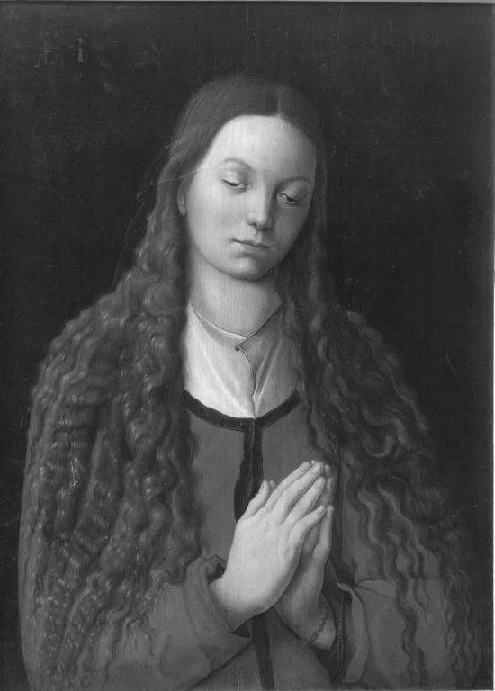 Praying satisfied Virgin, detail