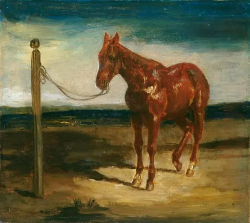 A Horse Hitched to a Post, by Eugène Delacroix, oil, 1820