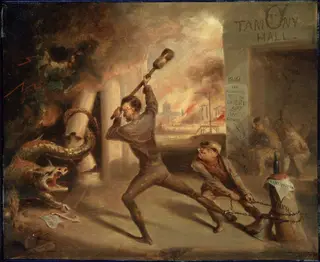 Lincoln Crushing the Dragon of Rebellion, by David Gilmour Blythe, oil, 1862