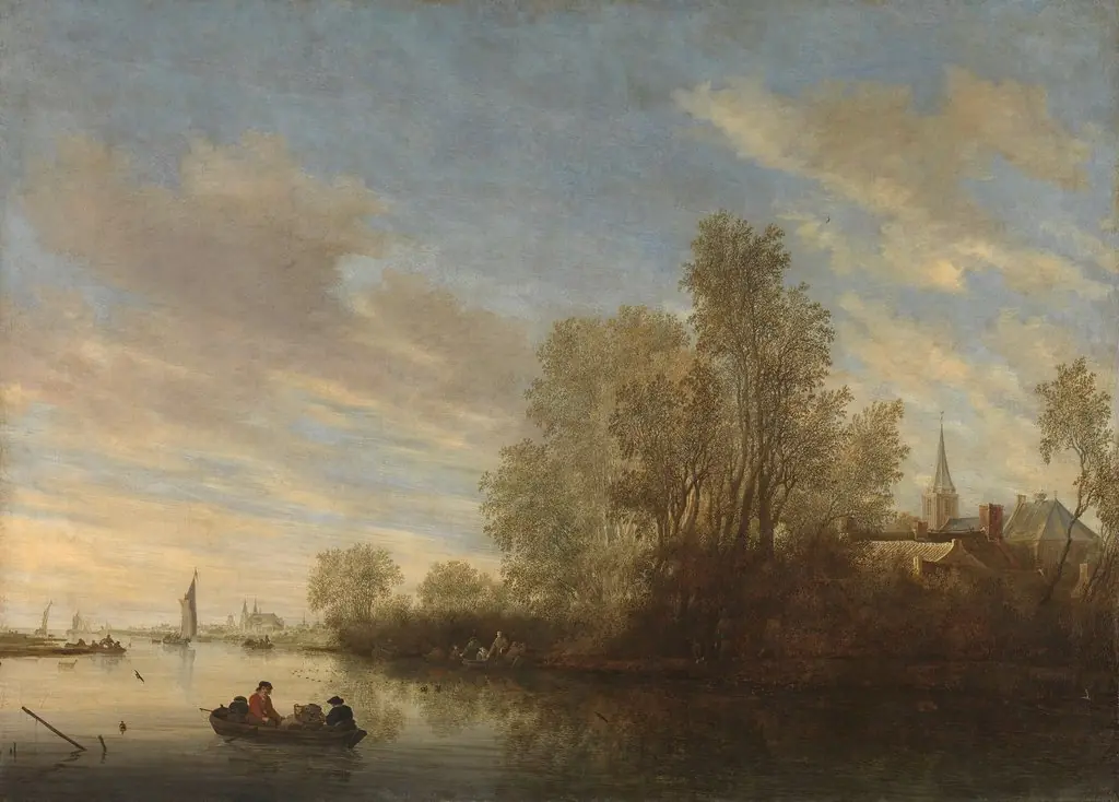River view near Deventer, by Salomon van Ruysdael, oil, 1645