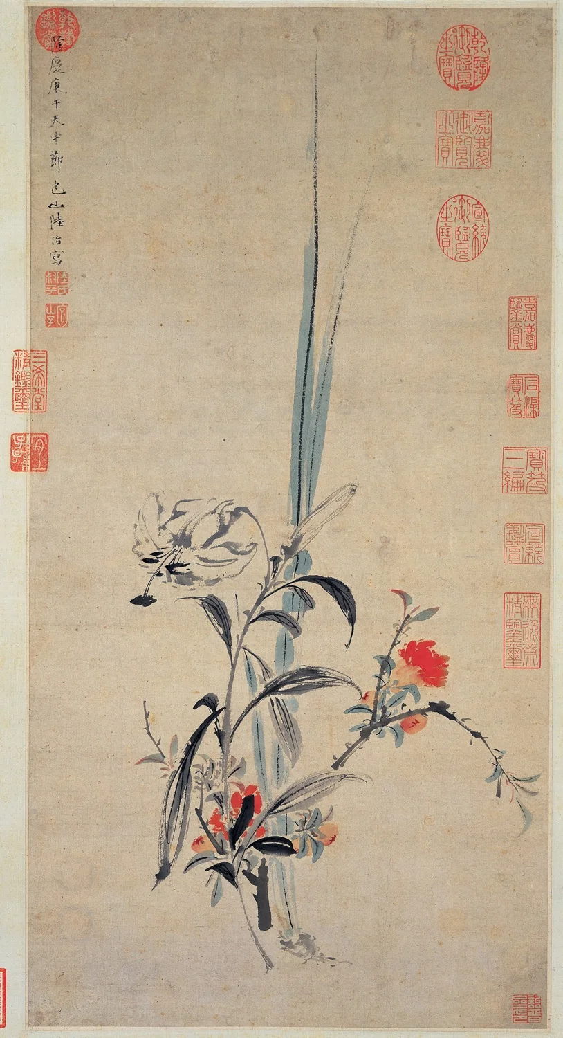 Intimate Scenery of Pomegranate Blossoms, detail