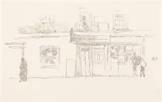 Chelsea Shops, by James McNeill Whistler, ink, 1888