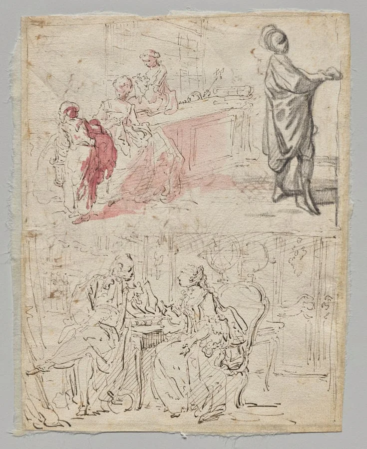 Theatre Scene (recto), detail