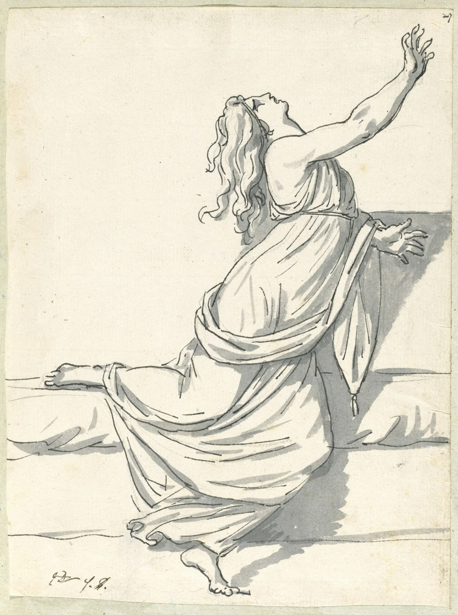 A Distraught Woman with Her Head Thrown Back, detail