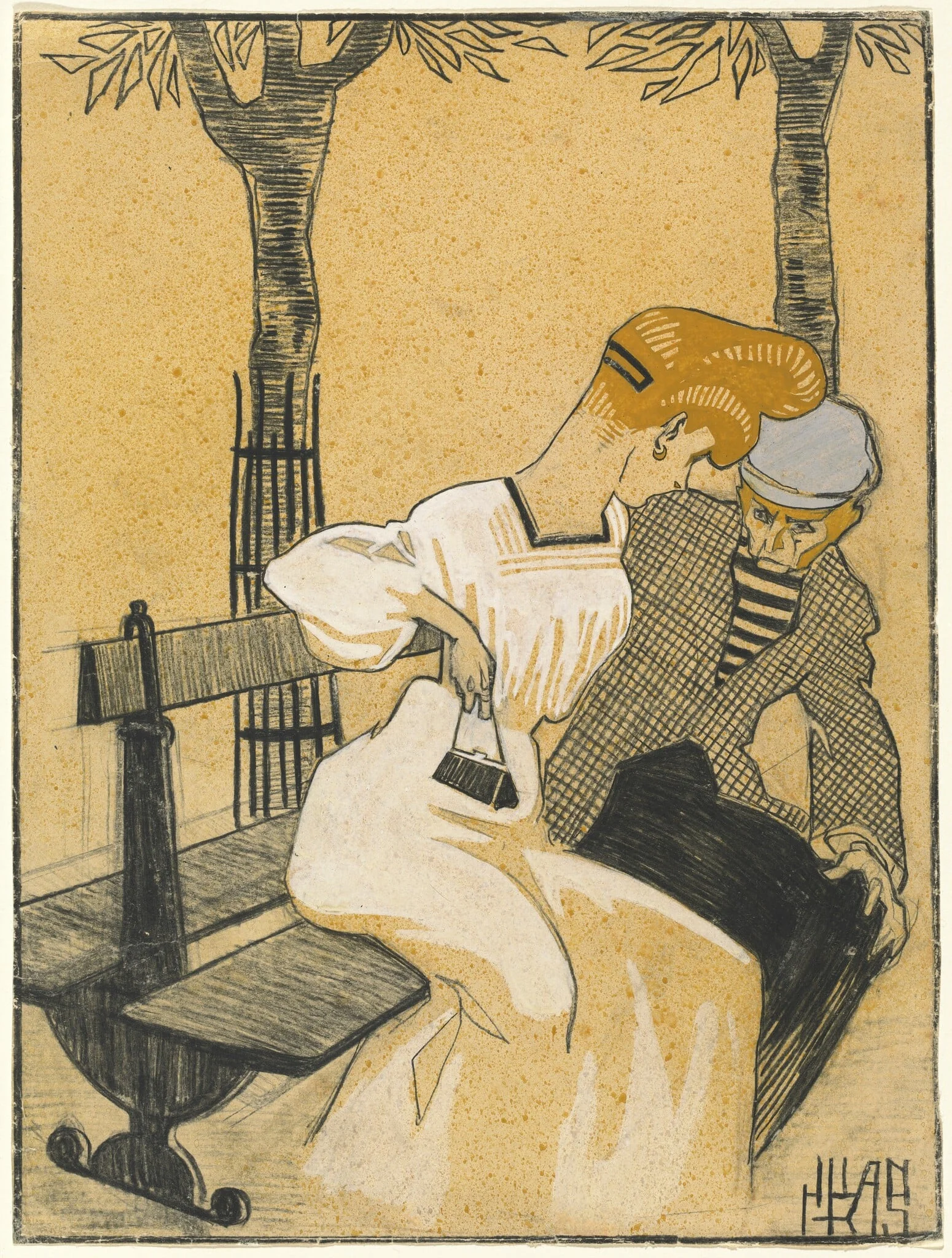 Man and Woman on Bench, detail