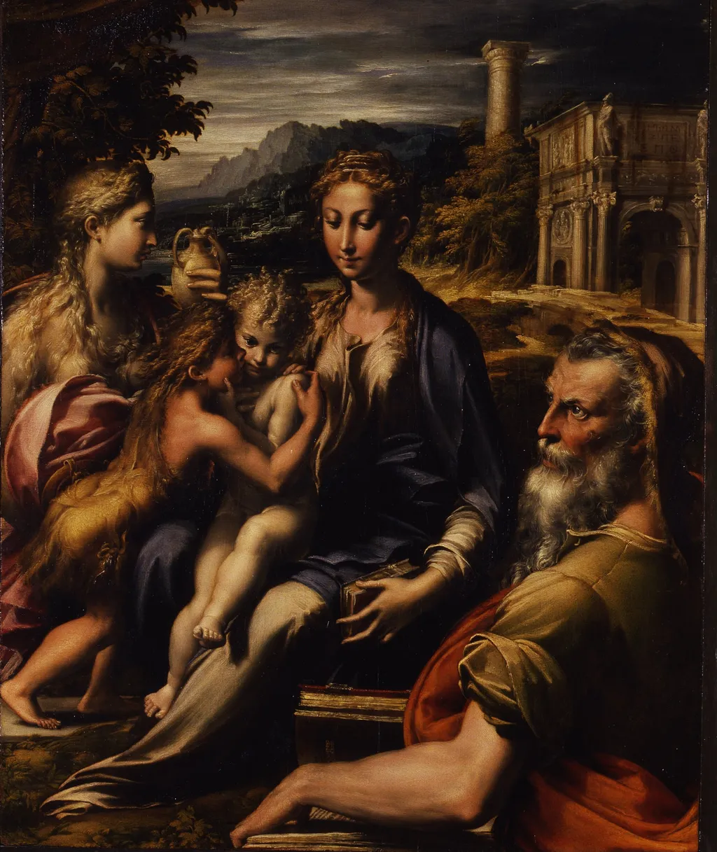 Madonna and Child with Saints, by Parmigianino, oil, 1530