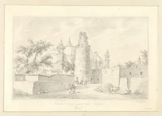 Ancient round tower and Musjid, Coel., by Robert Captain Smith, 1830