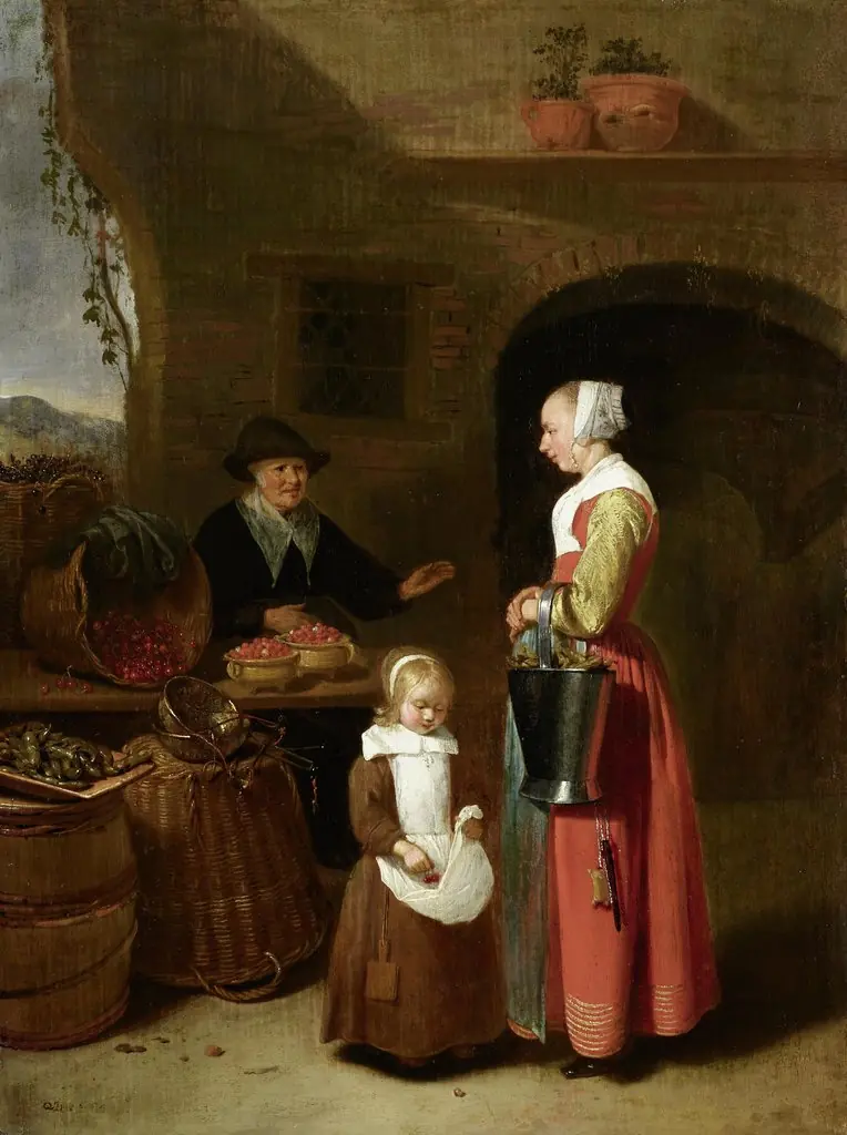 The Vegetable Stall, by Quirijn van Brekelenkam, oil, 1661