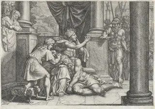 Samson and Delilah, by Michel Corneille, ink, 1664
