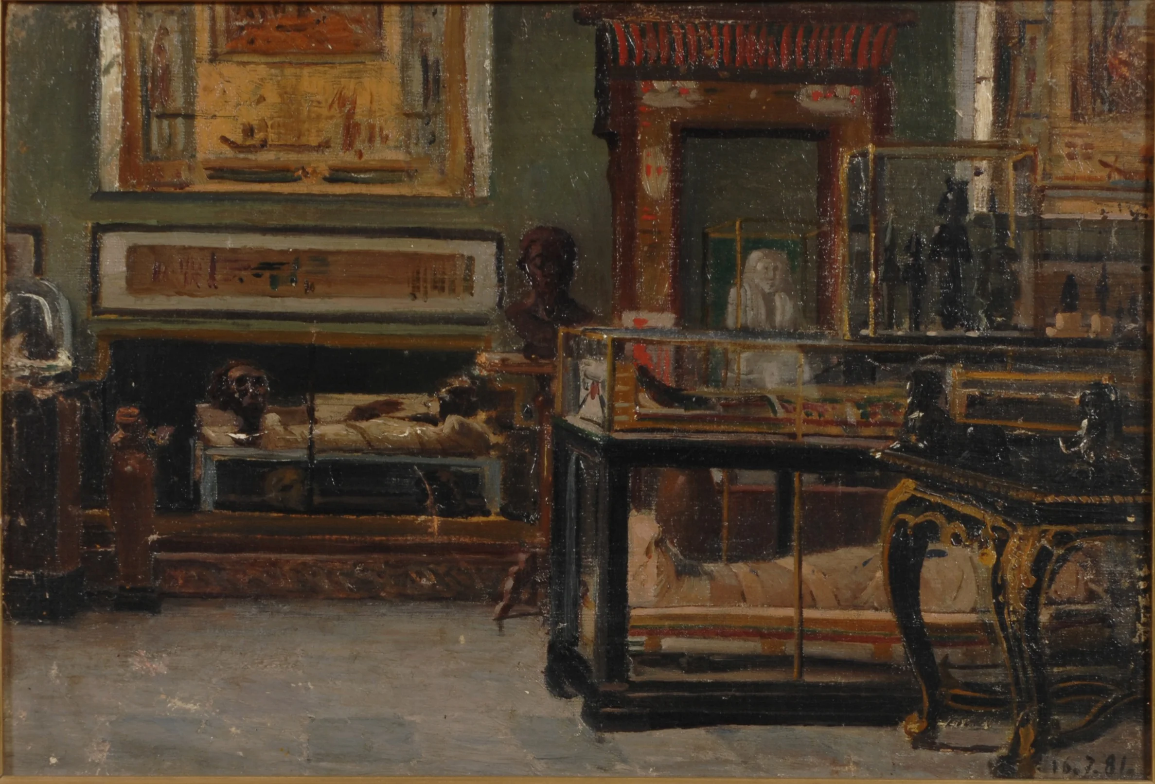 Painting of the galleries by Lorenzo Delleani., detail