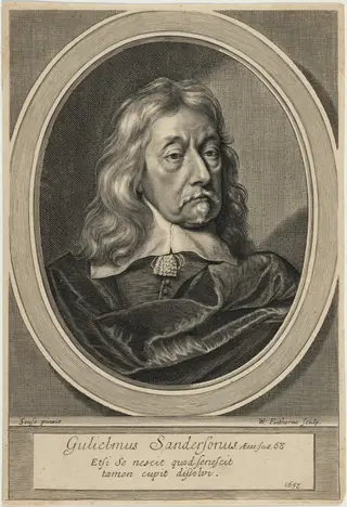 Sir William Sanderson, by William Faithorne, ink, 1658