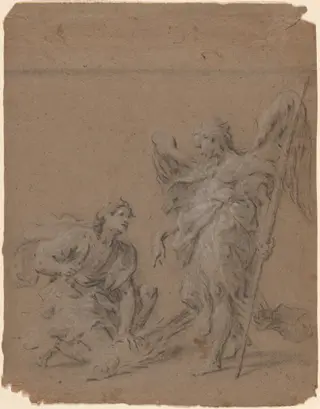 Tobias and the Angel, by Martin Johann Schmidt, chalk, 1780