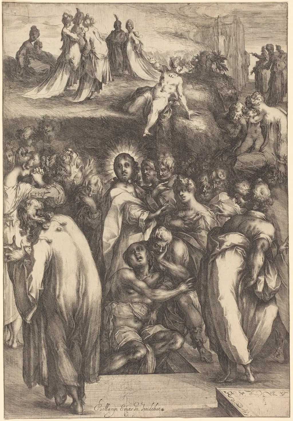 The Raising of Lazarus, by Jacques Bellange, ink, 1605