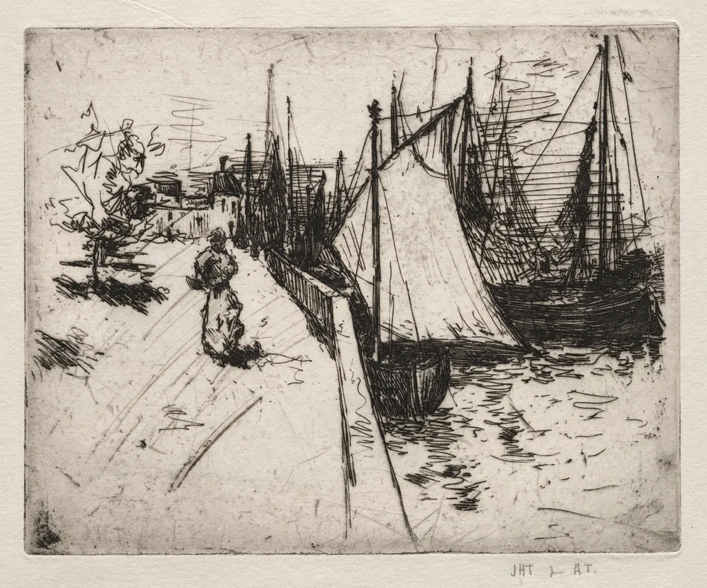 Woman on Quay, Honfleur, by John Henry Twachtman, 1884