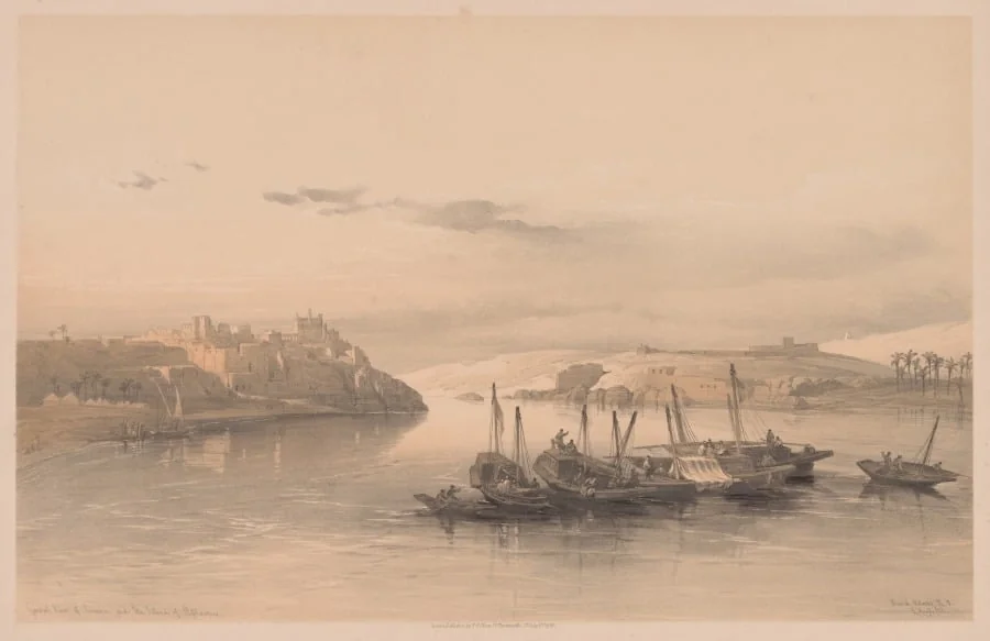 Egypt and Nubia: Volume II - No. 28, General View of Asouan and the Island of Elephantine, detail