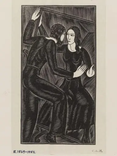 Artist and Mirror II, by Eric Gill, ink, 1932