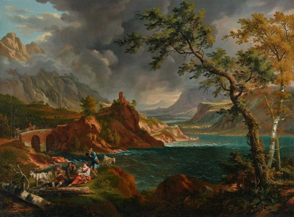 Seelandschaft mit Gewitter, detail