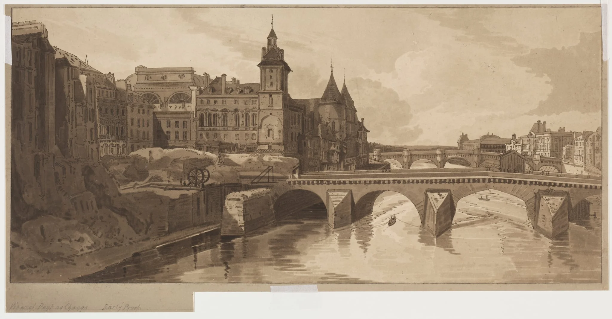 Selection of Twenty of the Most Picturesque Views in Paris:View of Pont au Change, detail