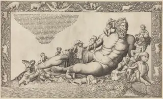 The River God Nile, by Nicolas Beatrizet, ink, 1540