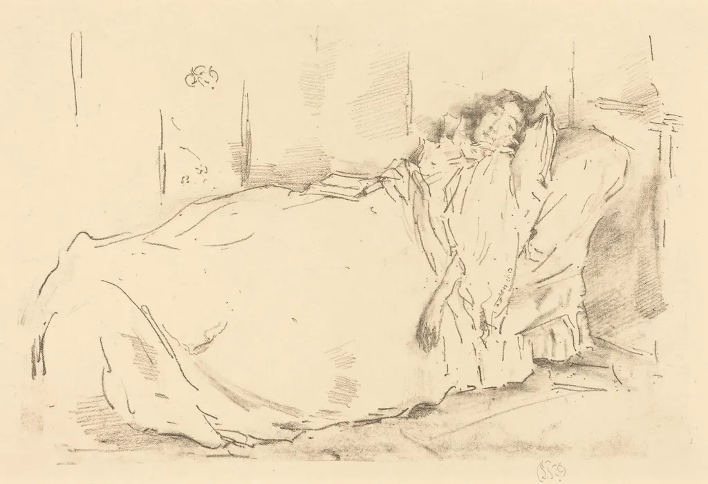 The Siesta, by James McNeill Whistler, ink, 1896