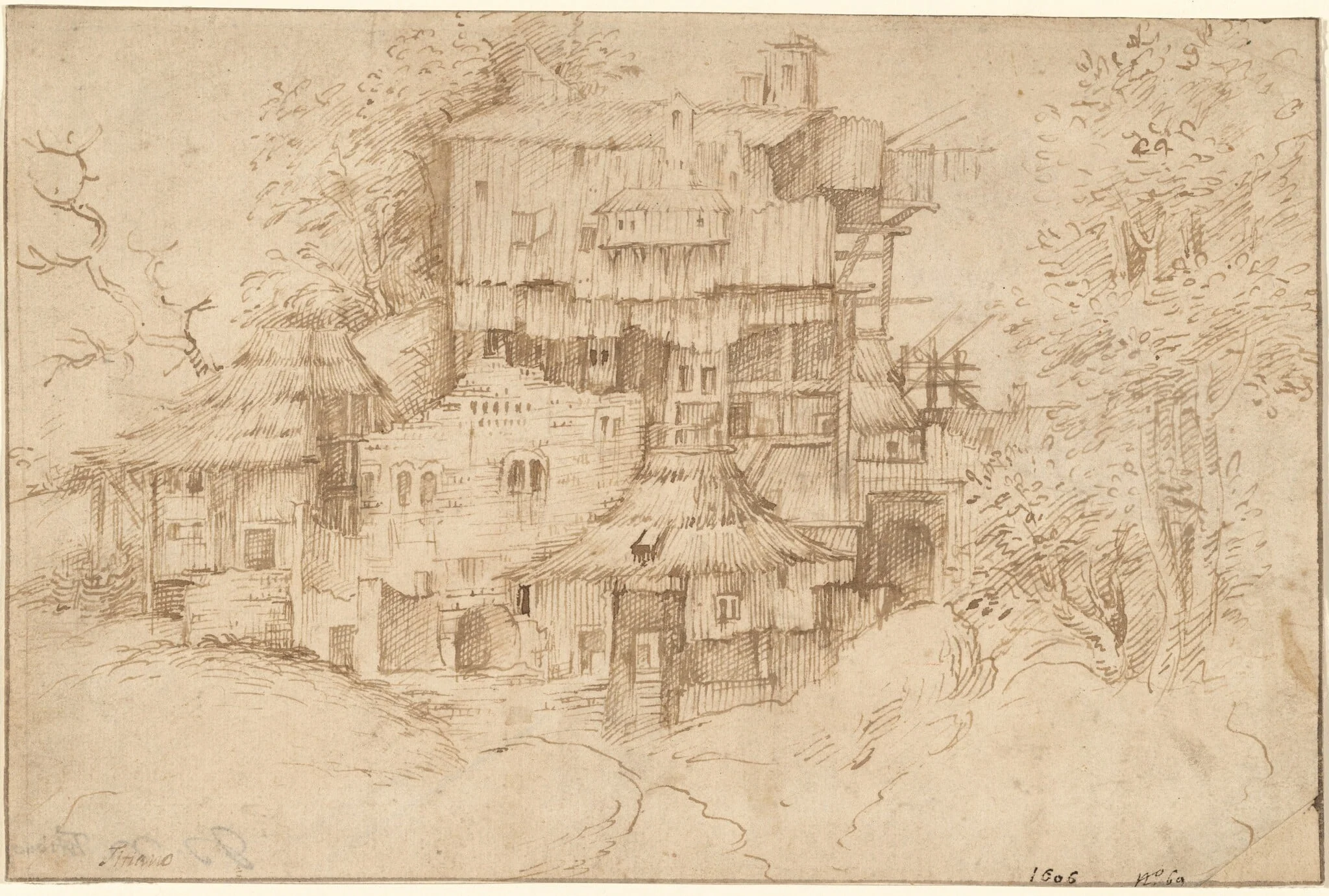 A Complex of Rustic Houses Built Over Ruins, detail