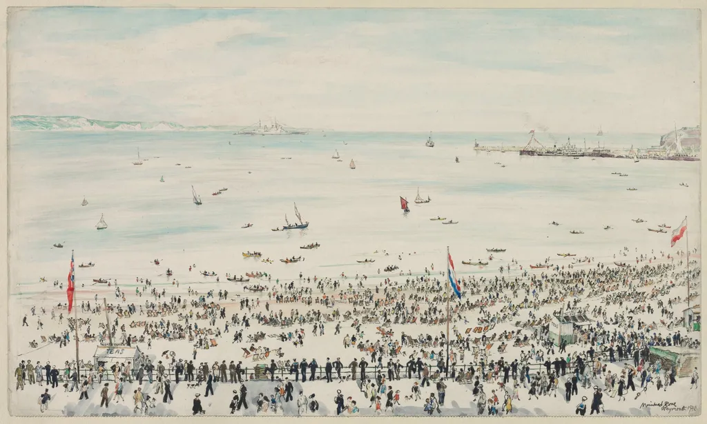 Weymouth Bay, Victory Day Celebrations, by Muirhead Bone, 1946