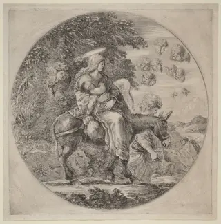 The Flight into Egypt, by Stefano Della Bella, ink, 1662
