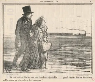 Ils vont un train d'enfer ..., by Honoré Daumier, ink, 1855
