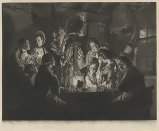 A Philosopher Shewing an Experiment on the Air Pump, by Valentine Green, ink, 1769
