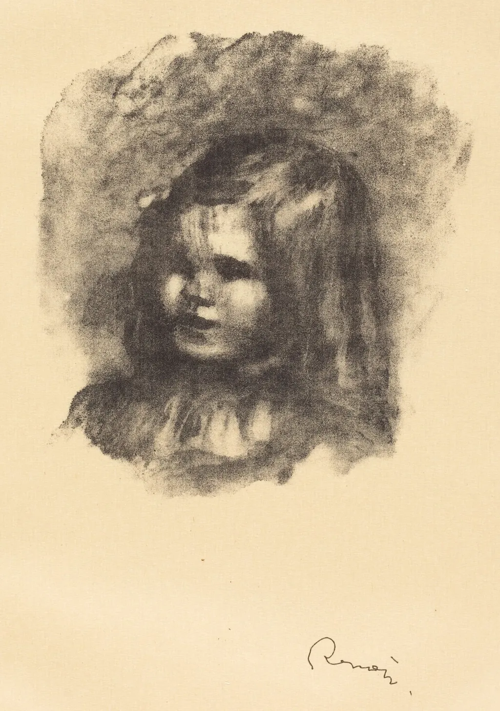 Claude Renoir, turned left (Claude Renoir, tourne a gauche), by Auguste Renoir, ink, 1904