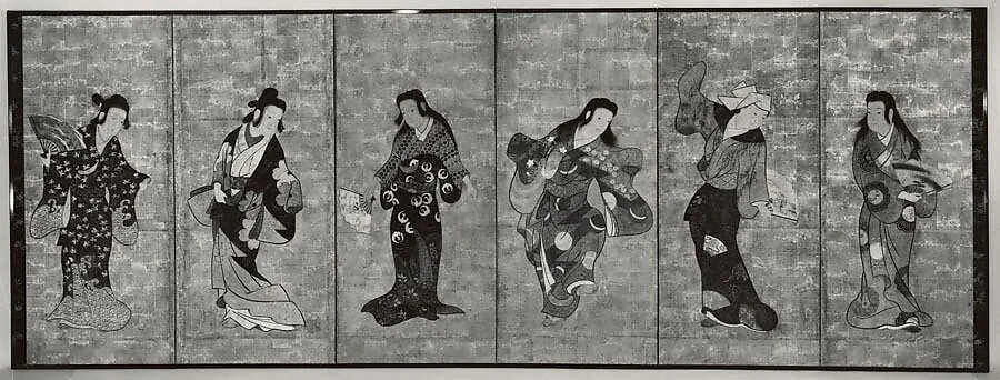 舞伎図屏風|Dancers, detail