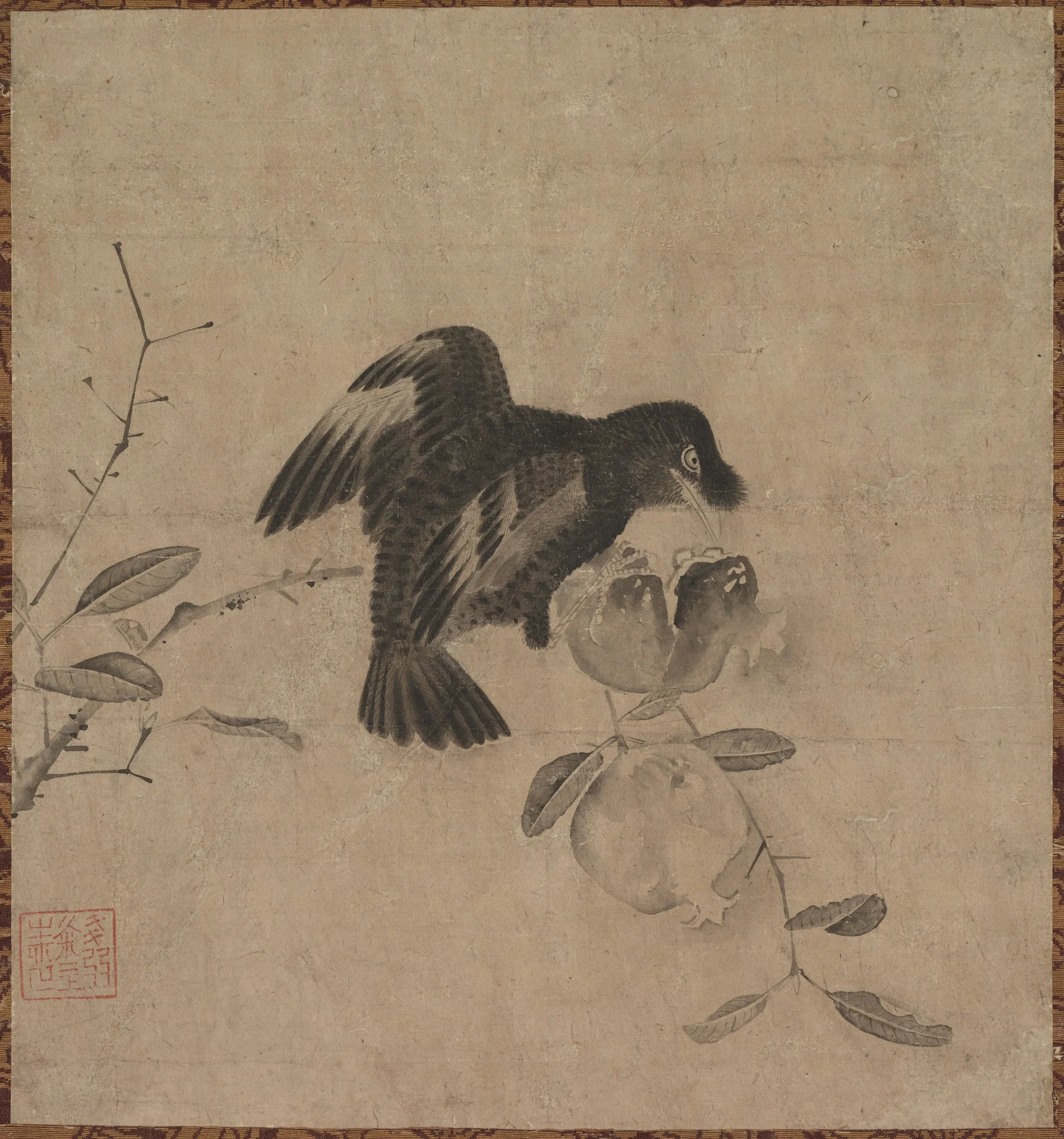 Crow on a Pomegranate, detail