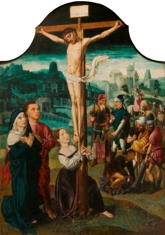 The Crucifixion with Mary Magdalen at the Foot of the Cross (triptych, centre panel), detail