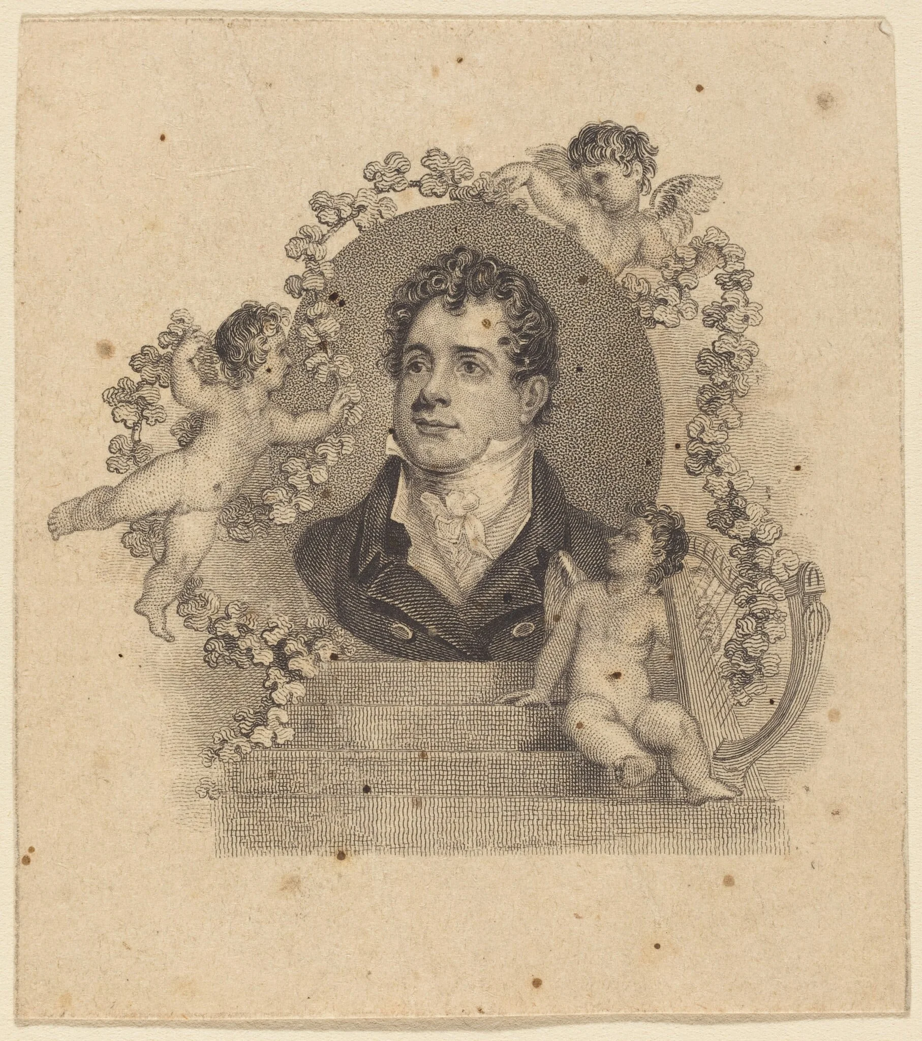 Portrait of a Young Gentleman Surrounded by Cupids; Lord Byron?, detail