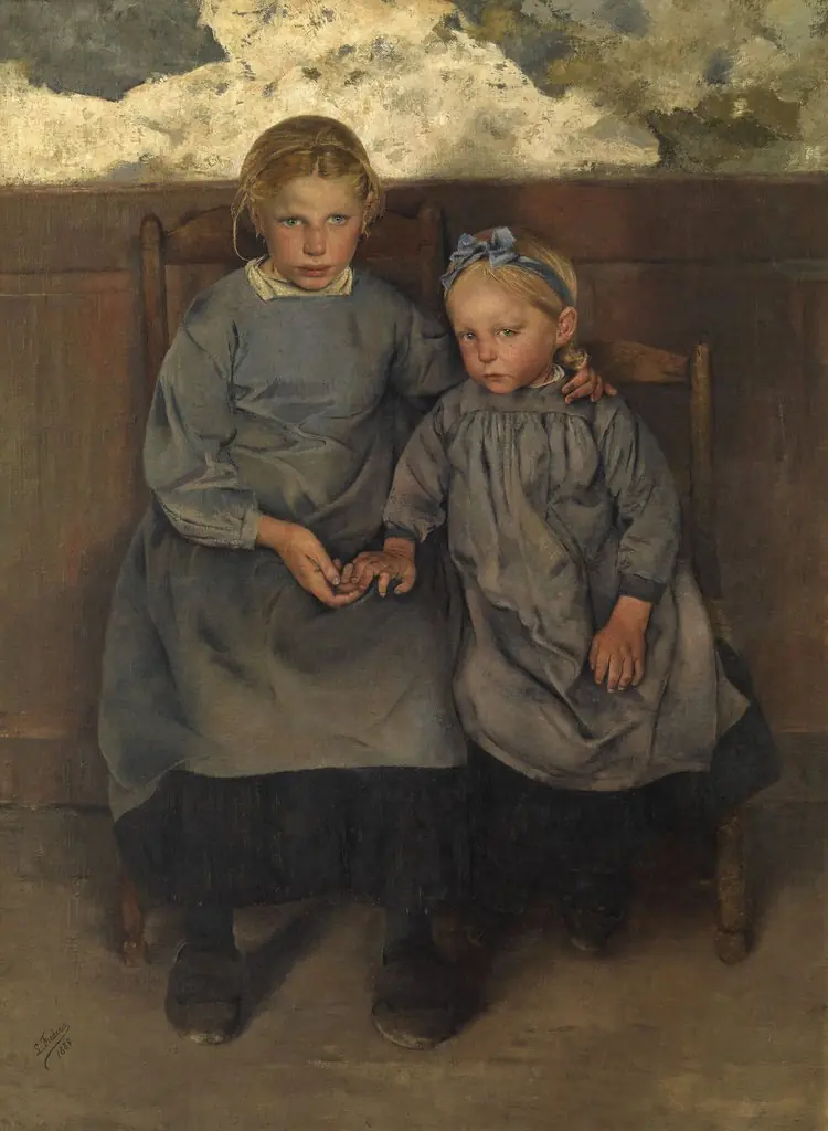 Les Boëchelles. Two Walloon Peasant Children, by Léon Frédéric, oil, 1894