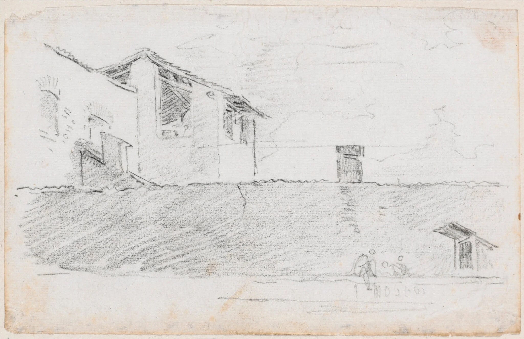 Housetops behind a Wall, detail