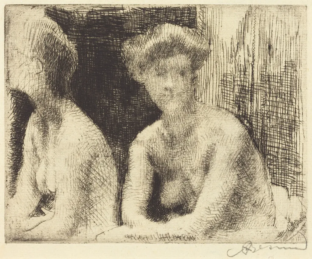 Nude Woman by a Looking Glass (Femme Nue Auprès d'une Glace), by Albert Besnard, ink, 1889