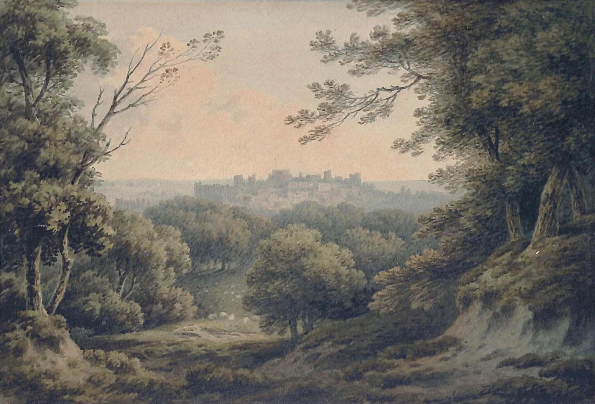 Distant view of Windsor Castle, detail
