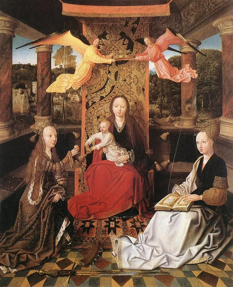 Madonna and Child with Sts Catherine and Barbara, detail