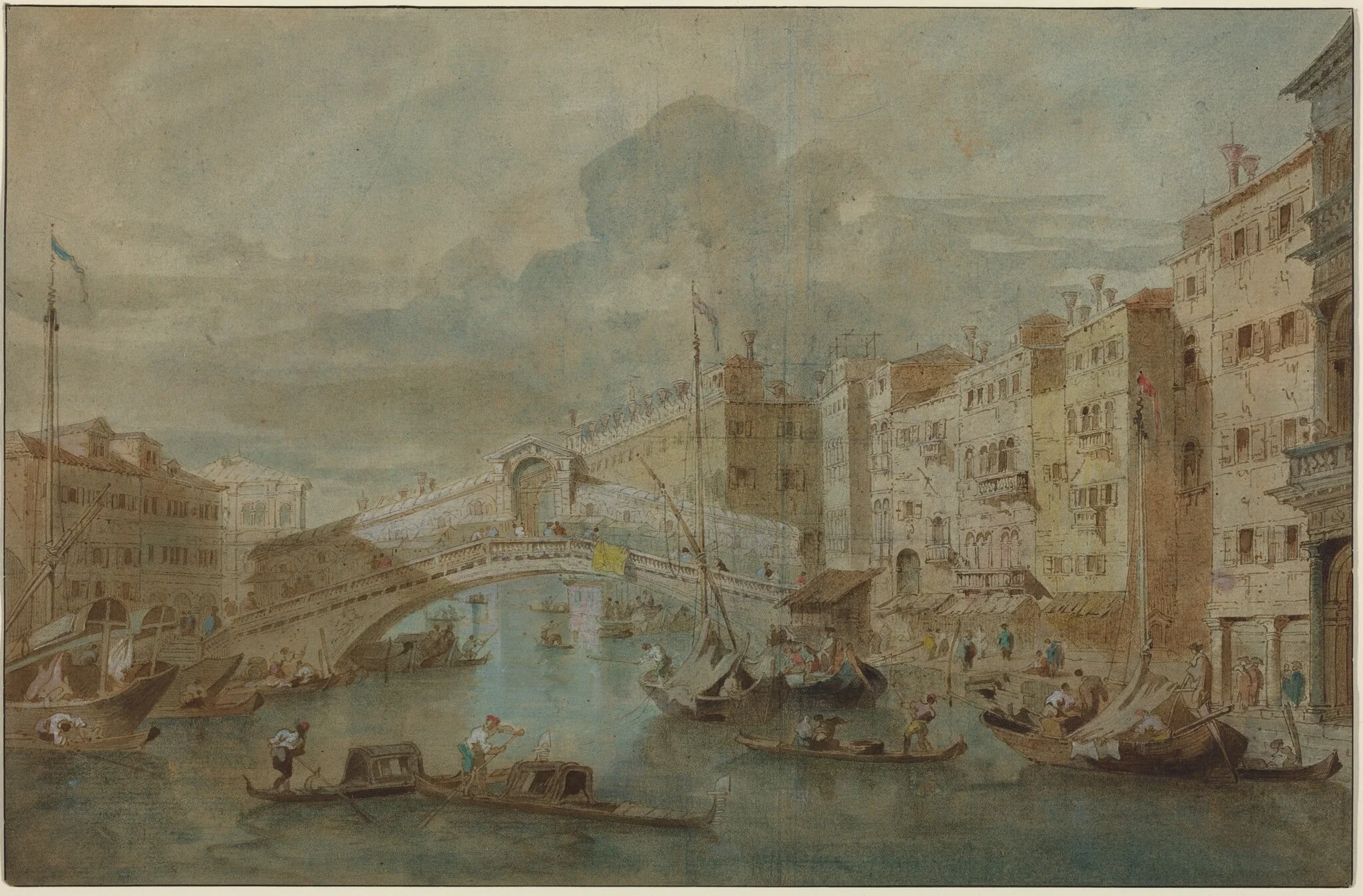 View of the Rialto Bridge, Venice, detail