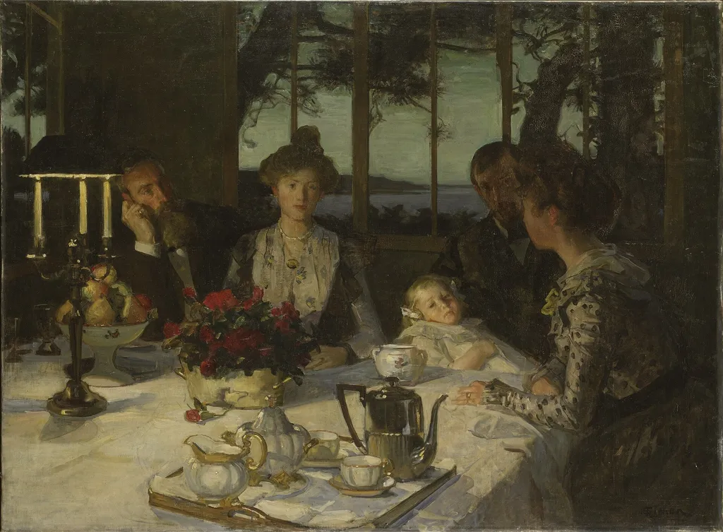 Talking in the Twilight, by Lucien Simon, oil, 1911