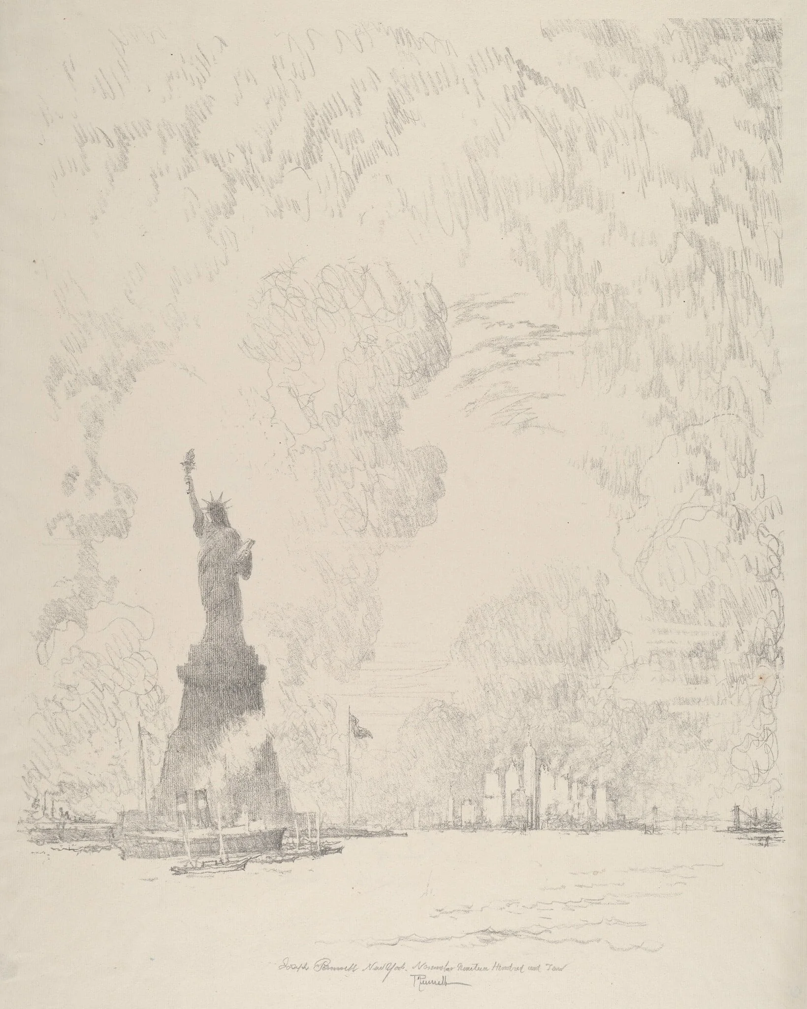 The Statue, New York Bay, detail