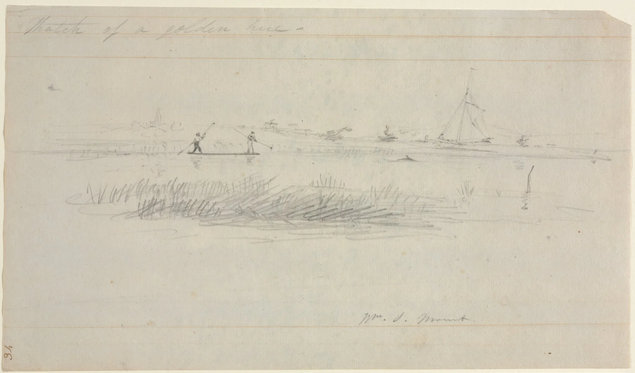 Eel Spearing at Setauket, Long Island, New York, detail