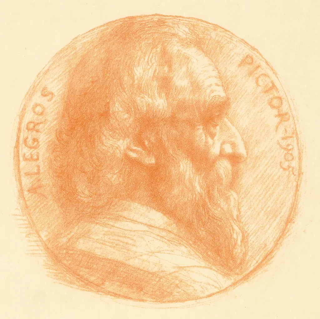 Self-Portrait, Medallion, No.2, 11th plate, by Alphonse Legros, ink, 1874