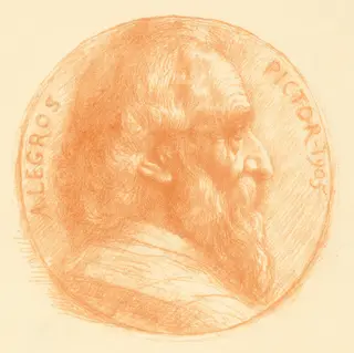 Self-Portrait, Medallion, No.2, 11th plate, by Alphonse Legros, ink, 1874