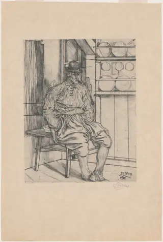 Fisherman from Marken, by Jan Toorop, ink, 1896