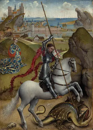 Saint George and the Dragon, by Rogier van der Weyden, oil, 1434