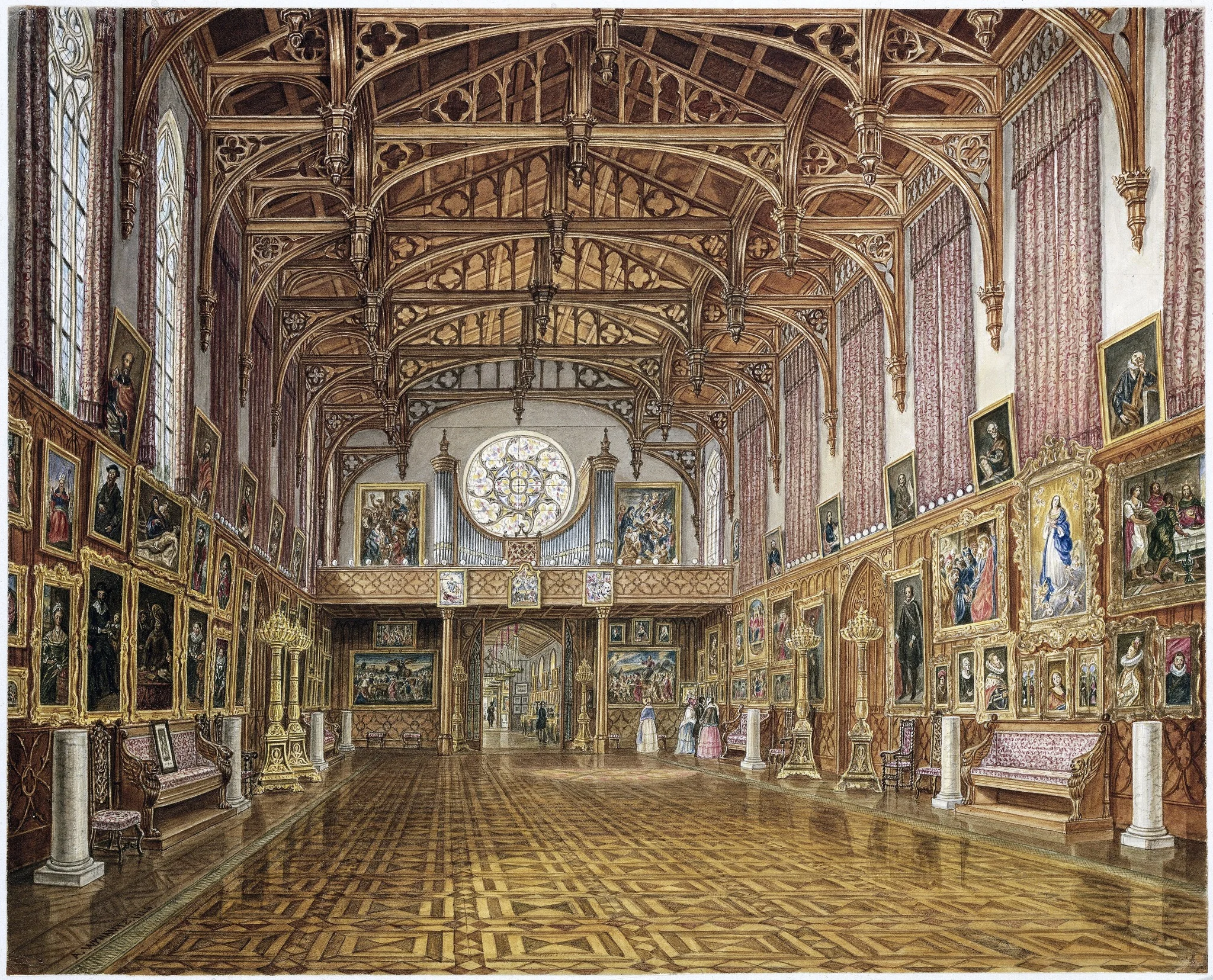Interior of the Gothic Hall, Kneuterdijk Palace, The Hague, detail