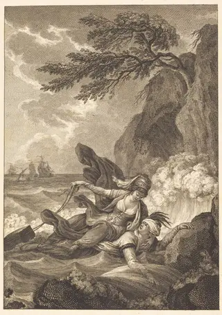 La fiancee du roi de Garbe: La cassette, by Jean-Baptiste Tilliard, ink, 1776
