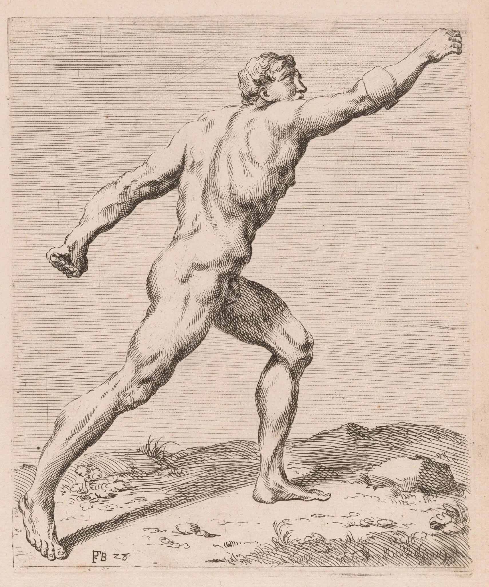 The Borghese Gladiator, side view, turned to right [plate 28], detail